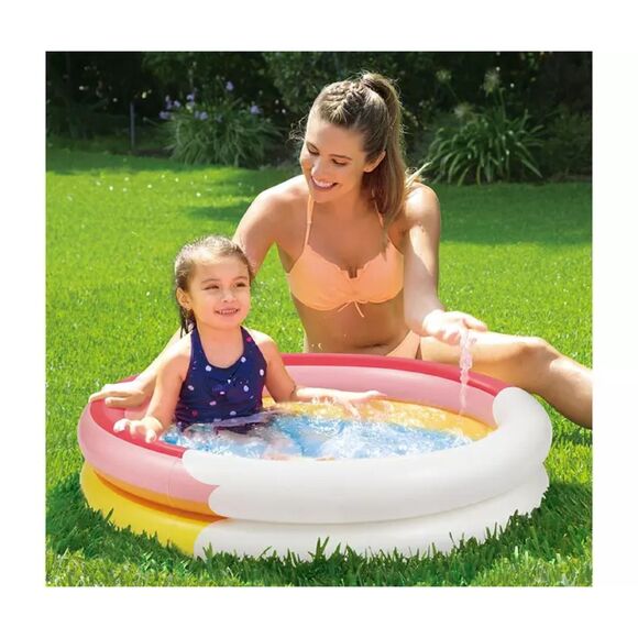 Inflatable Rainbow Ring Pool Kid and Dog Blow Up Outdoor New - Picture 2 of 5